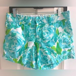 Lilly Pulitzer First Impression blue Callahan shorts, sz 0. Excellent condition!